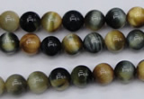 CTE552 15.5 inches 8mm round golden & blue tiger eye beads