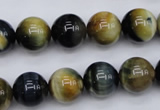 CTE554 15.5 inches 12mm round golden & blue tiger eye beads