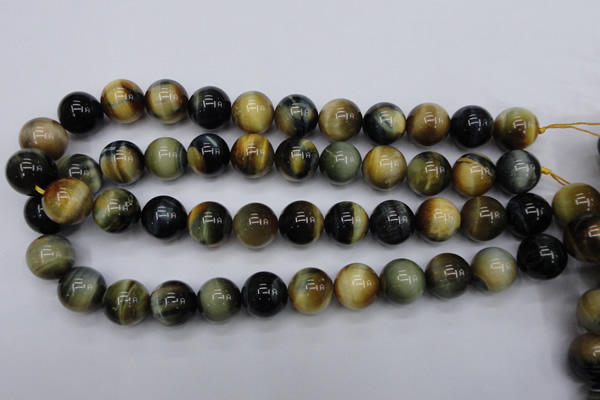 CTE556 15.5 inches 16mm round golden & blue tiger eye beads