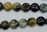 CTE560 15.5 inches 10mm flat round golden & blue tiger eye beads