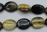 CTE570 15.5 inches 13*17mm oval golden & blue tiger eye beads