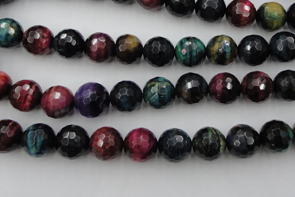 CTE588 15.5 inches 20mm faceted round colorful tiger eye beads