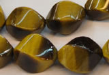 CTE620 15.5 inches 13*18mm twisted rice yellow tiger eye beads wholesale