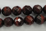 CTE705 15.5 inches 14mm faceted round red tiger eye beads