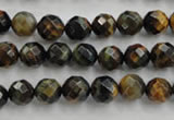 CTE721 15.5 inches 6mm faceted round yellow & blue tiger eye beads