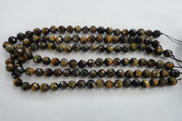 CTE722 15.5 inches 8mm faceted round yellow & blue tiger eye beads