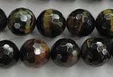 CTE726 15.5 inches 16mm faceted round yellow & blue tiger eye beads