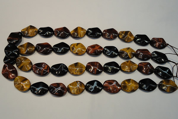 CTE801 15.5 inches 15*20mm wavy oval colorful tiger eye beads