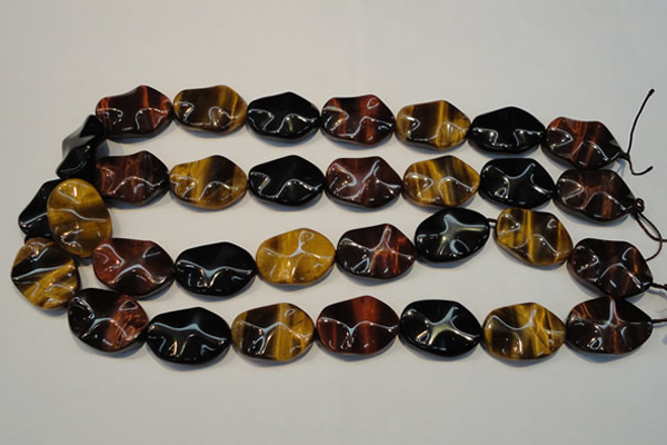 CTE802 15.5 inches 18*25mm wavy oval colorful tiger eye beads