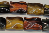 CTE810 15.5 inches 15*20mm wavy rectangle colorful tiger eye beads