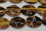 CTE830 15.5 inches 13*18mm wavy oval yellow tiger eye beads