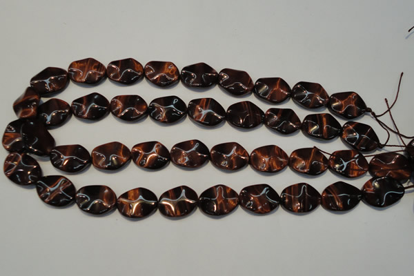 CTE859 15.5 inches 15*20mm wavy oval red tiger eye beads