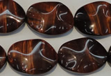 CTE860 15.5 inches 18*25mm wavy oval red tiger eye beads