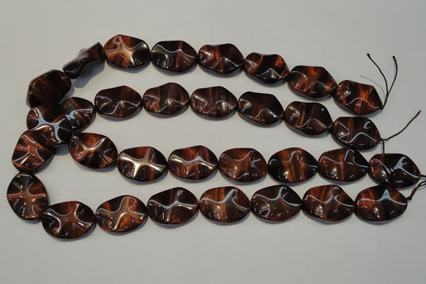 CTE860 15.5 inches 18*25mm wavy oval red tiger eye beads