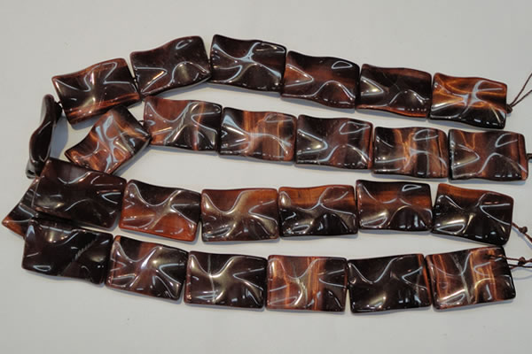 CTE867 15.5 inches 20*30mm wavy rectangle red tiger eye beads