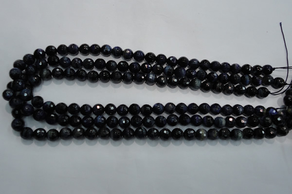 CTE932 15.5 inches 8mm faceted round dyed blue tiger eye beads