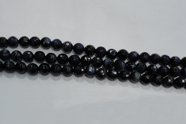 CTE933 15.5 inches 10mm faceted round dyed blue tiger eye beads