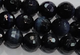 CTE935 15.5 inches 14mm faceted round dyed blue tiger eye beads