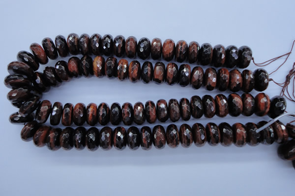 CTE94 15.5 inches 10*18mm faceted rondelle red tiger eye beads