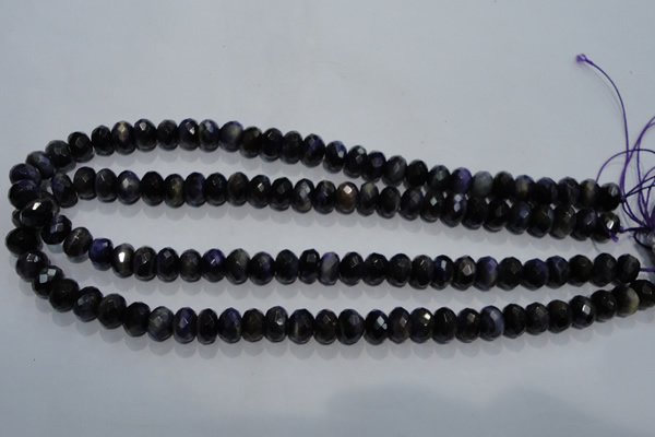 CTE941 15.5 inches 6*10mm faceted rondelle dyed blue tiger eye beads