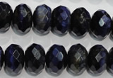 CTE943 15.5 inches 10*14mm faceted rondelle dyed blue tiger eye beads