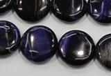 CTE964 15.5 inches 18mm flat round dyed blue tiger eye beads