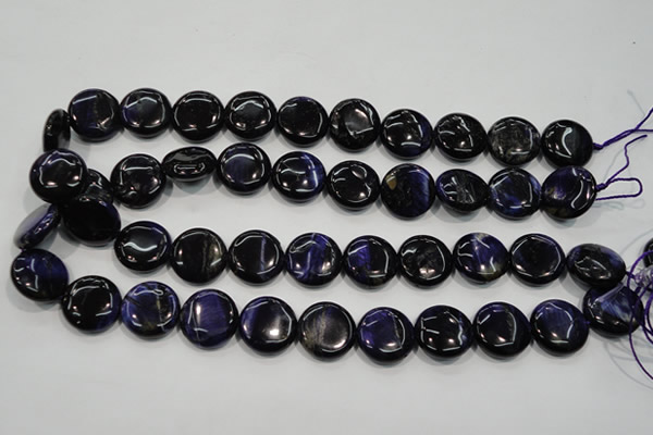 CTE964 15.5 inches 18mm flat round dyed blue tiger eye beads