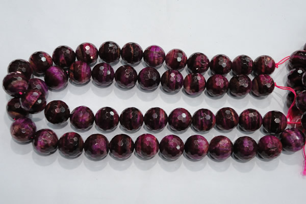 CTE976 15.5 inches 16mm faceted round dyed red tiger eye beads