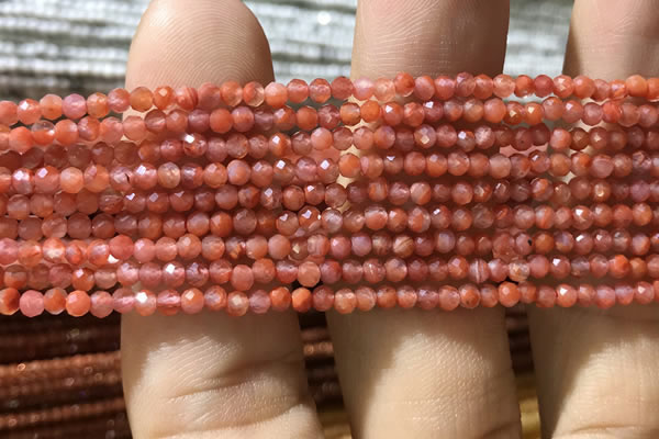 CTG1005 15.5 inches 2mm faceted round tiny south red agate beads