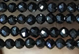 CTG1011 15.5 inches 2mm faceted round tiny black spinel beads