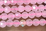 CTG1017 15.5 inches 2mm faceted round tiny rose quartz beads