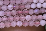 CTG1018 15.5 inches 2mm faceted round tiny rose quartz beads