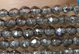 CTG1020 15.5 inches 2mm faceted round tiny smoky quartz beads