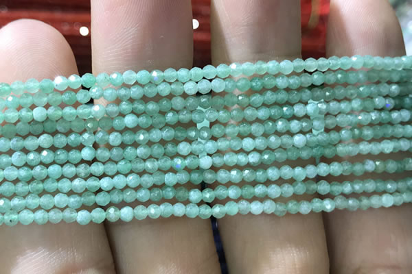 CTG1037 15.5 inches 2mm faceted round tiny green aventurine beads