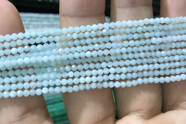 CTG1049 15.5 inches 2mm faceted round tiny amazonite beads