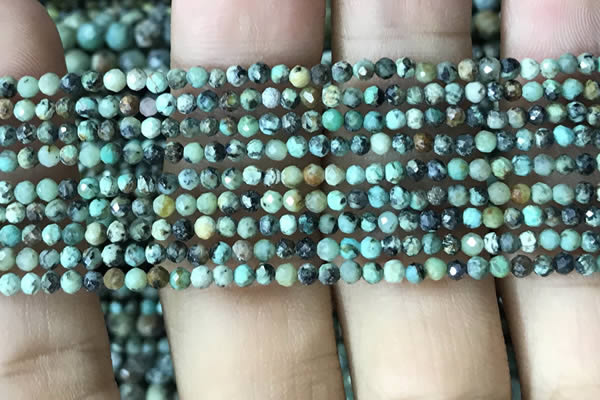 CTG1057 15.5 inches 2mm faceted round tiny African turquoise beads