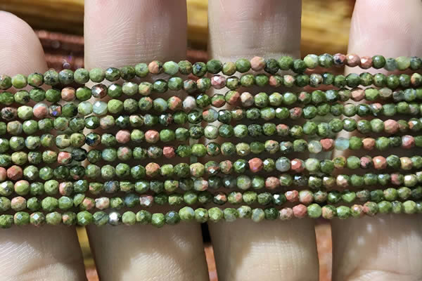 CTG1060 15.5 inches 2mm faceted round tiny unakite gemstone beads