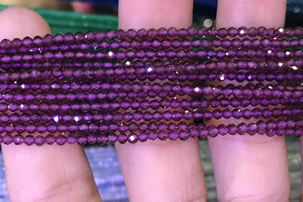 CTG1083 15.5 inches 2mm faceted round tiny purple garnet beads