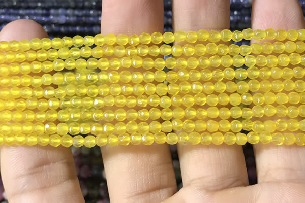 CTG1112 15.5 inches 3mm faceted round tiny yellow agate beads