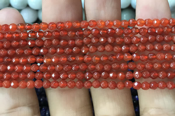 CTG1113 15.5 inches 3mm faceted round tiny red agate beads