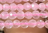 CTG1124 15.5 inches 3mm faceted round tiny rose quartz beads