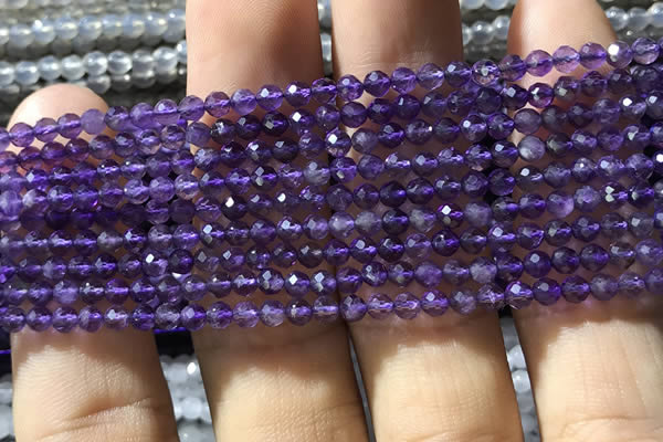 CTG1126 15.5 inches 3mm faceted round tiny amethyst beads