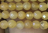 CTG1149 15.5 inches 3mm faceted round tiny yellow jade beads