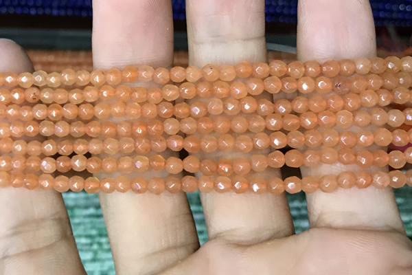 CTG1151 15.5 inches 3mm faceted round tiny red aventurine beads