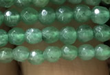 CTG1154 15.5 inches 3mm faceted round tiny green aventurine beads