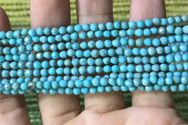 CTG1172 15.5 inches 3mm faceted round tiny turquoise beads