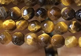 CTG1184 15.5 inches 3mm faceted round tiny yellow tiger eye beads