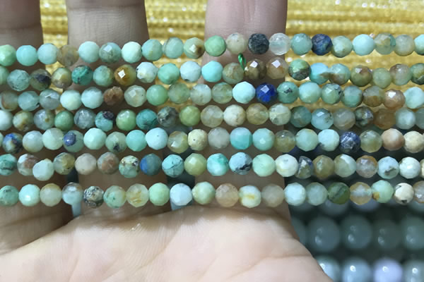 CTG1211 15.5 inches 4mm faceted round tiny chrysocolla beads