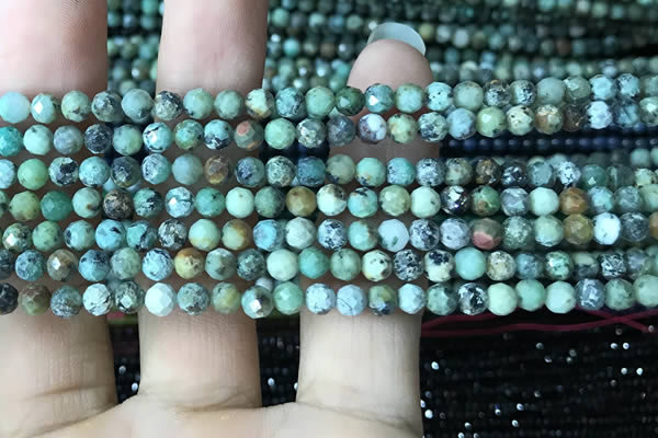 CTG1212 15.5 inches 4mm faceted round tiny African turquoise beads