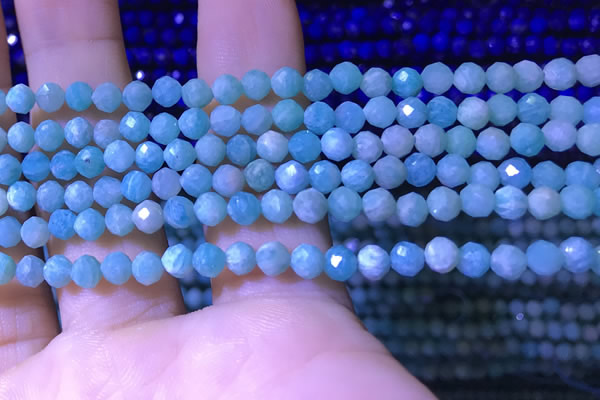 CTG1214 15.5 inches 4mm faceted round tiny amazonite beads